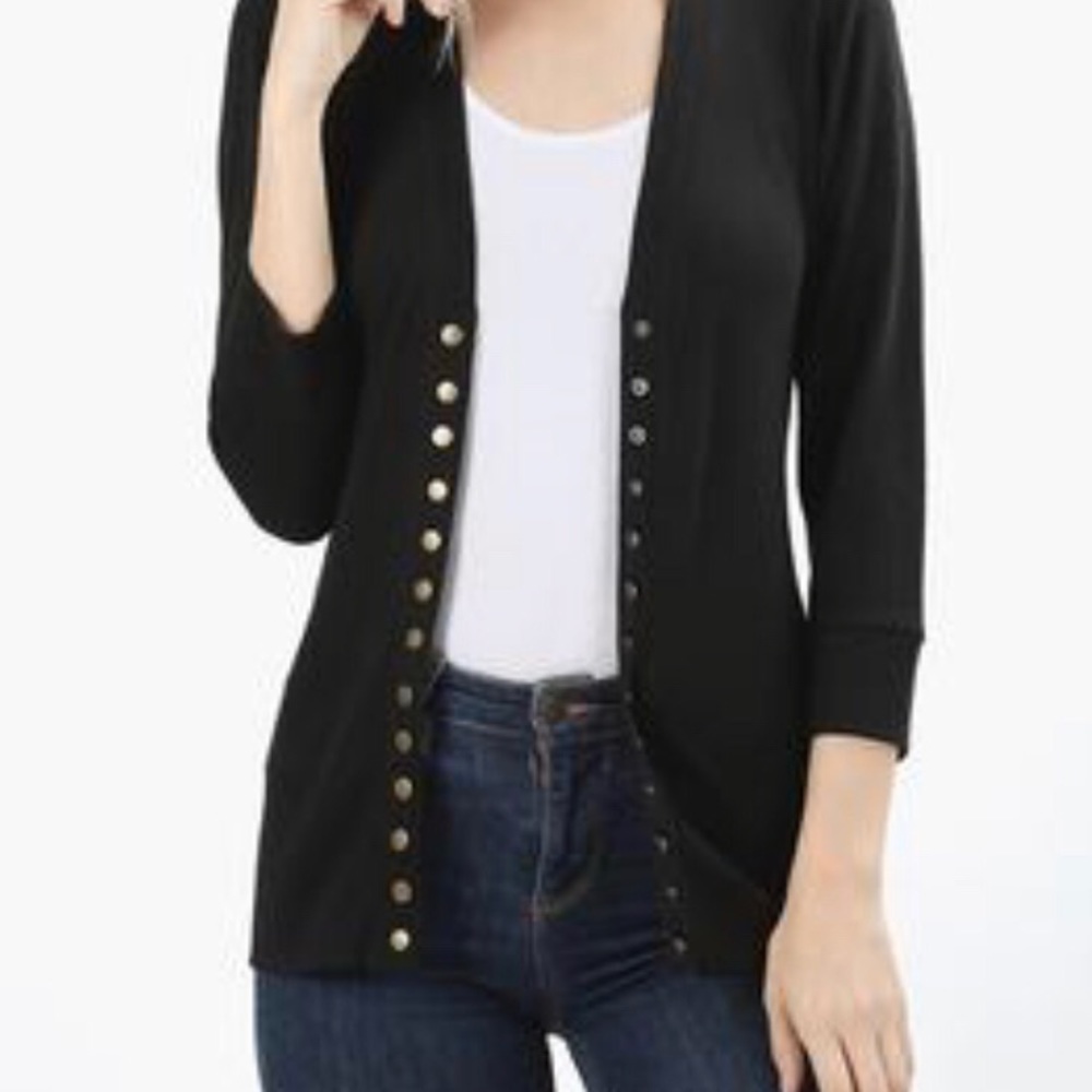 Preloved black snap cardigan